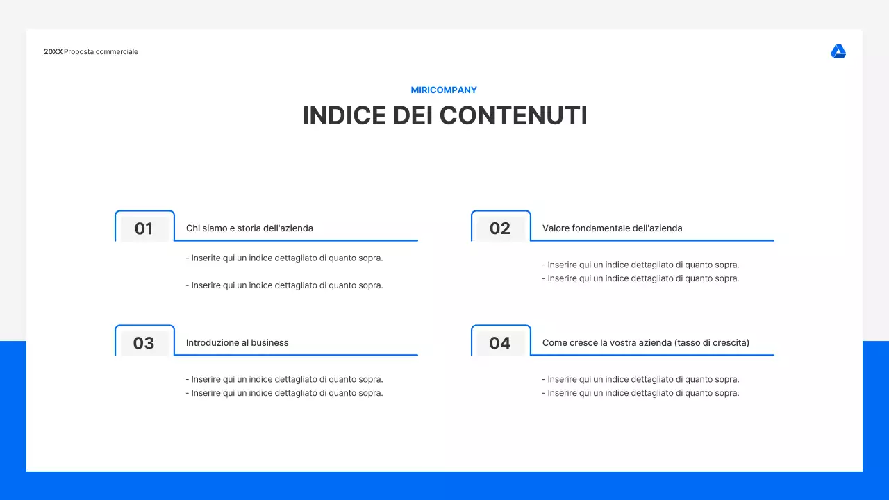 Kit di presentazione di proposte commerciali pulito e intuitivo in blu e grigio chiaro