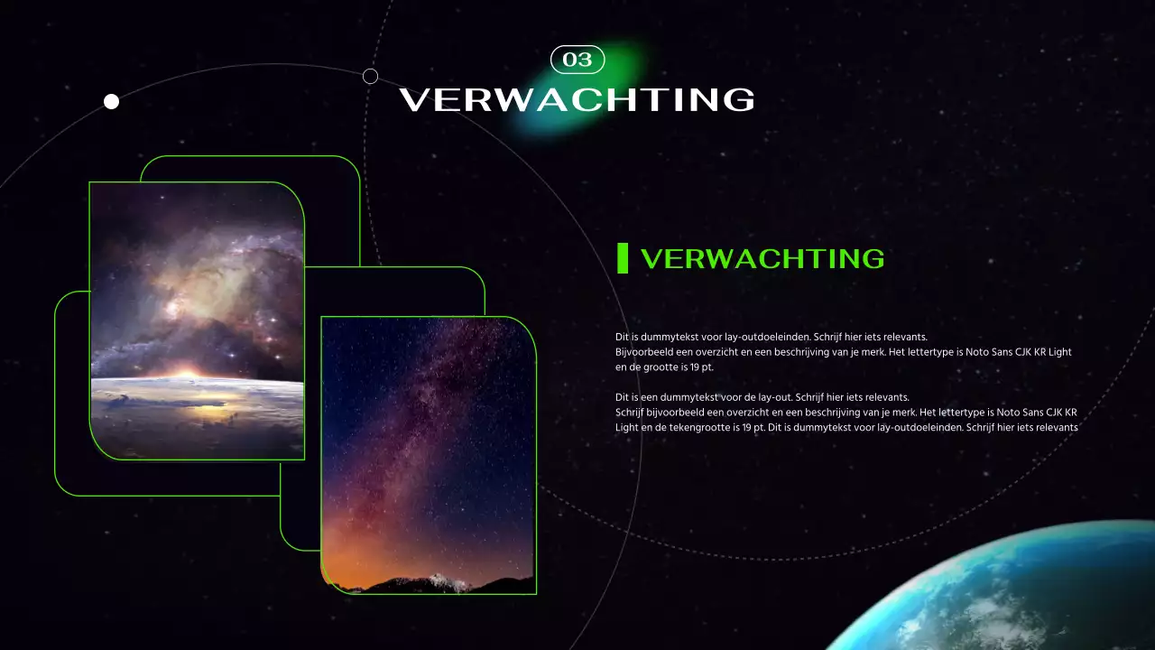 Zwart en neon cybernetische futuristische astronautenpresentatie