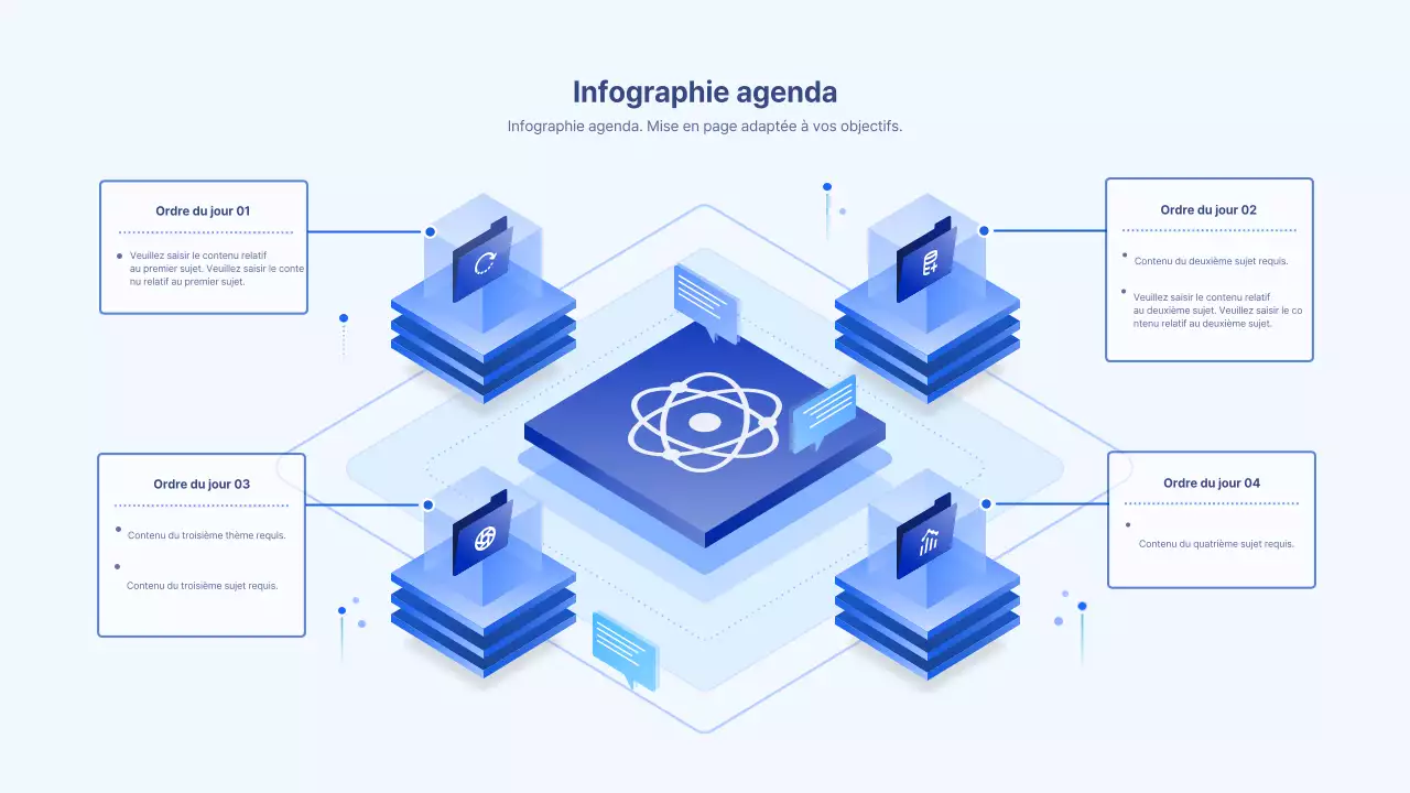 L'agenda conceptuel isométrique bleu