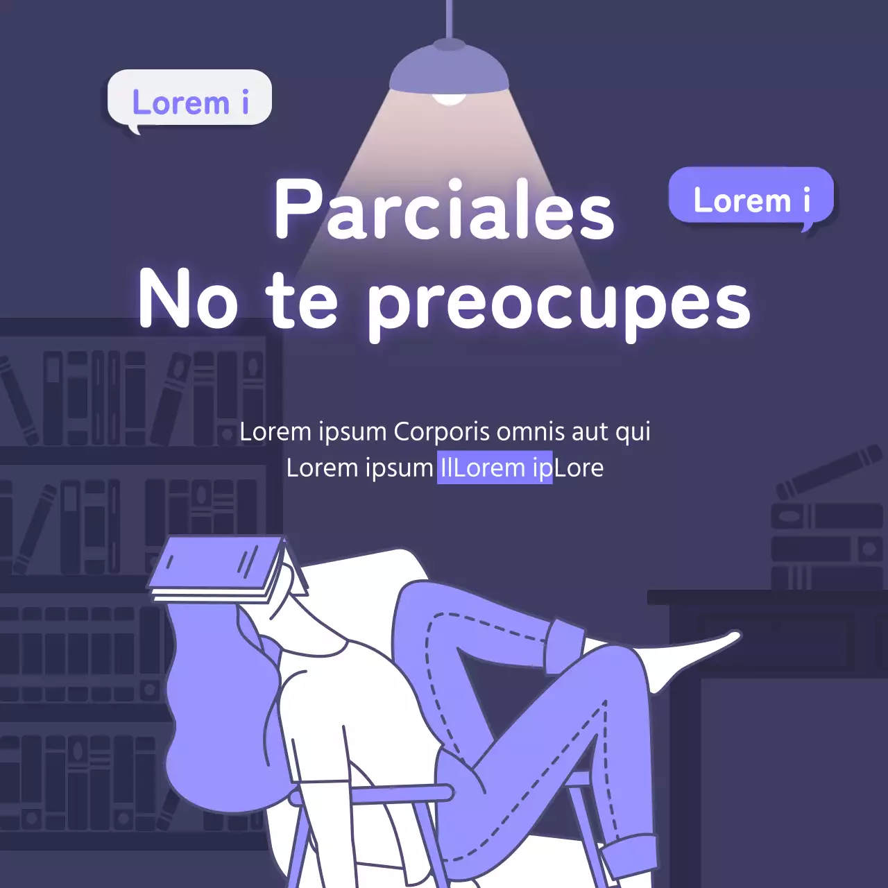 Concepto de biblioteca Dawn Evento de mitad de trimestre en morado y blanco