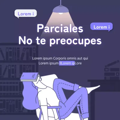 Concepto de biblioteca Dawn Evento de mitad de trimestre en morado y blanco