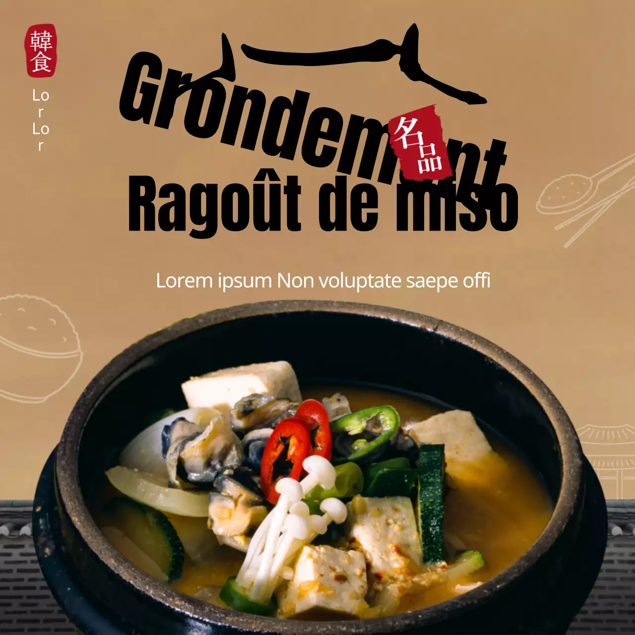 Ragoût de miso Oolong Thème coréen