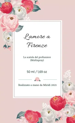 Etichetta di profumo vintage con illustrazione rosa