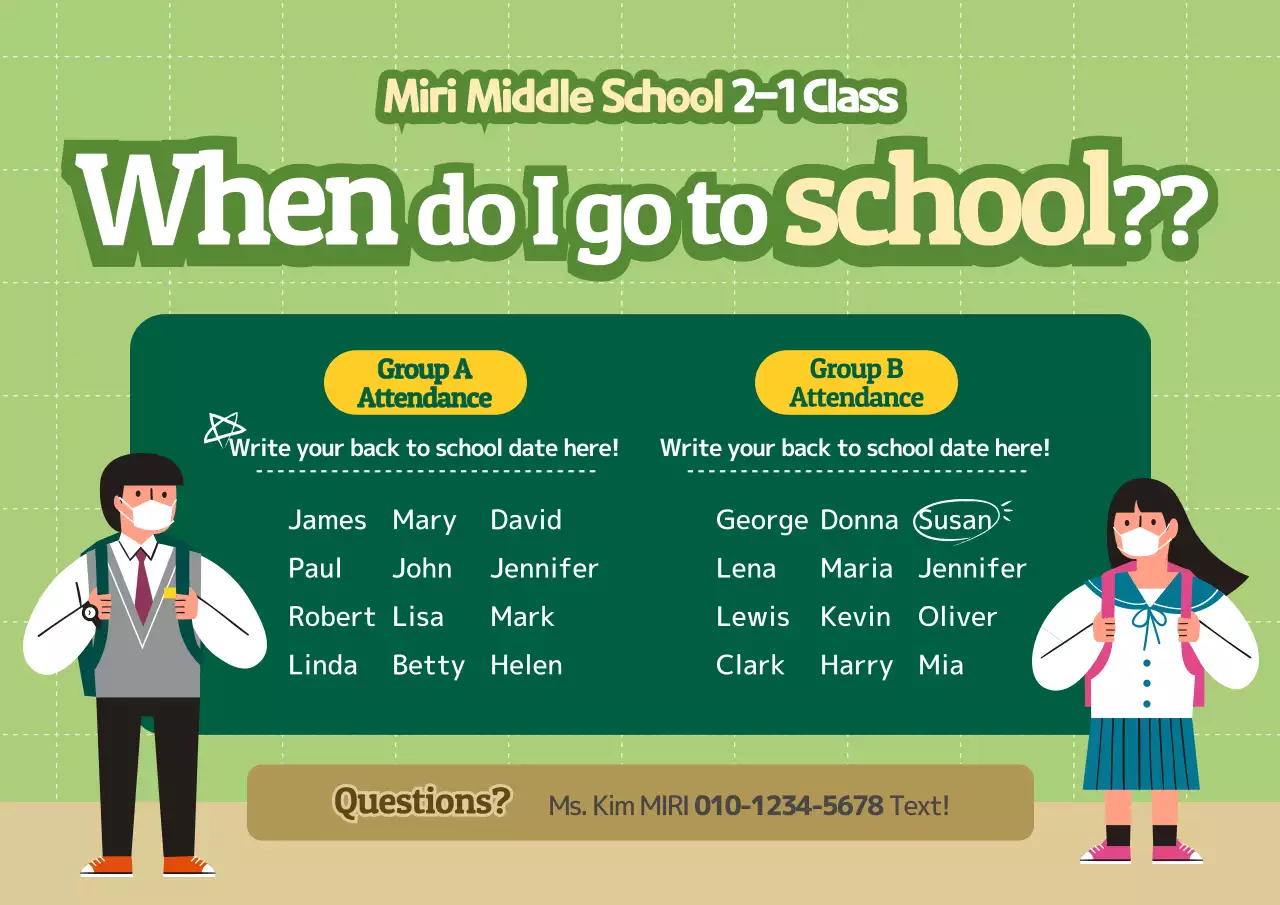 Green Simple School Announcement Poster