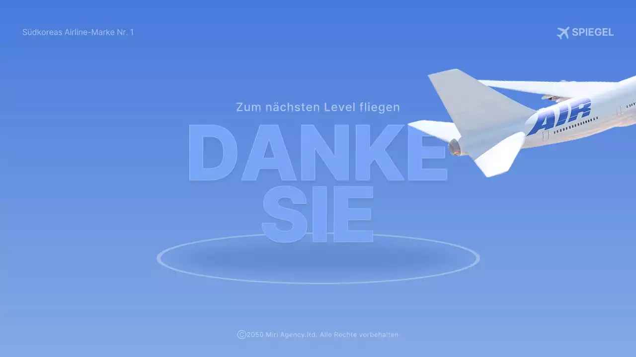 Hellblaues dreidimensionales Flugzeugkonzept Werbeauftrag einer Fluggesellschaft