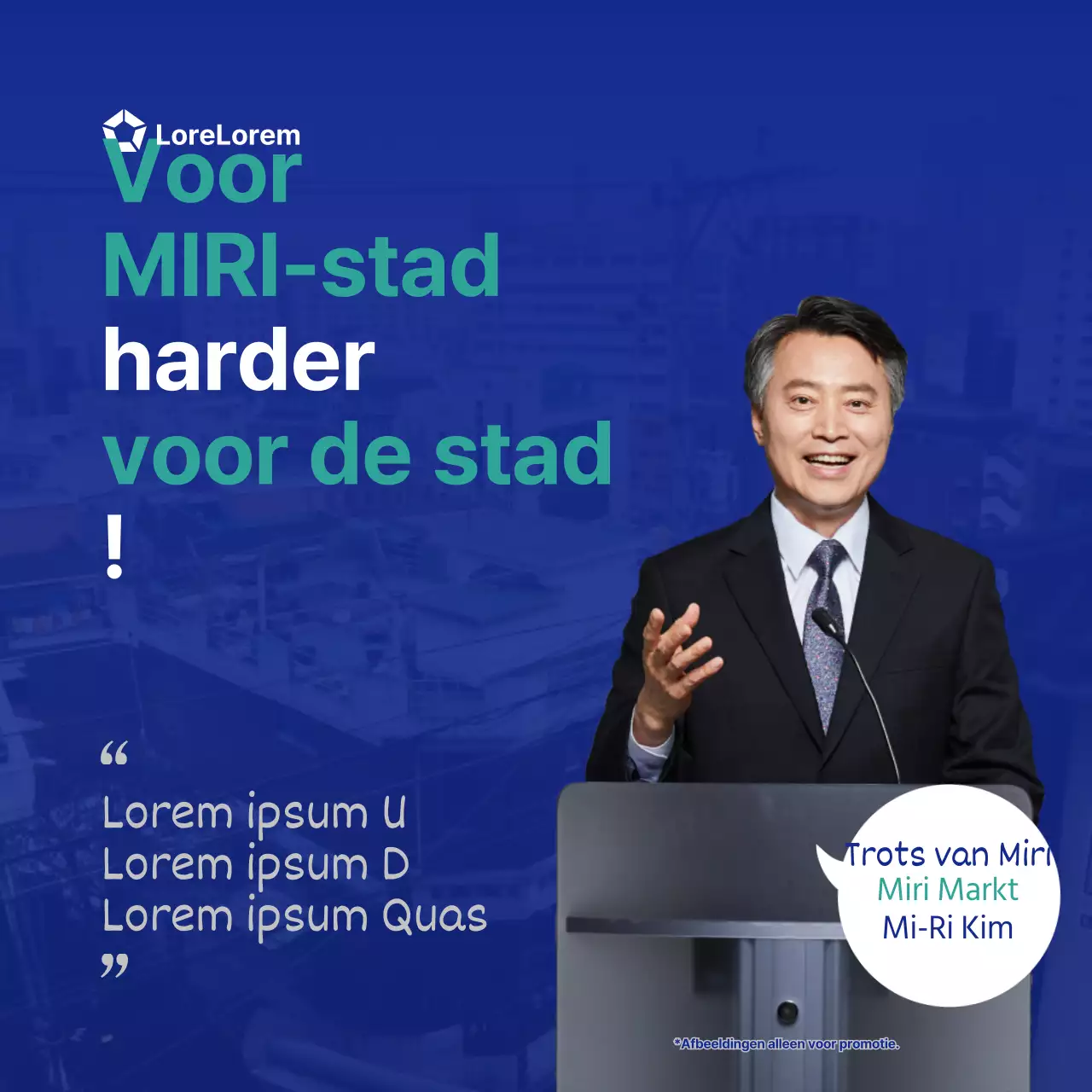 Een schoon blauw en mintkleurig bedankje voor de lokale verkiezingen