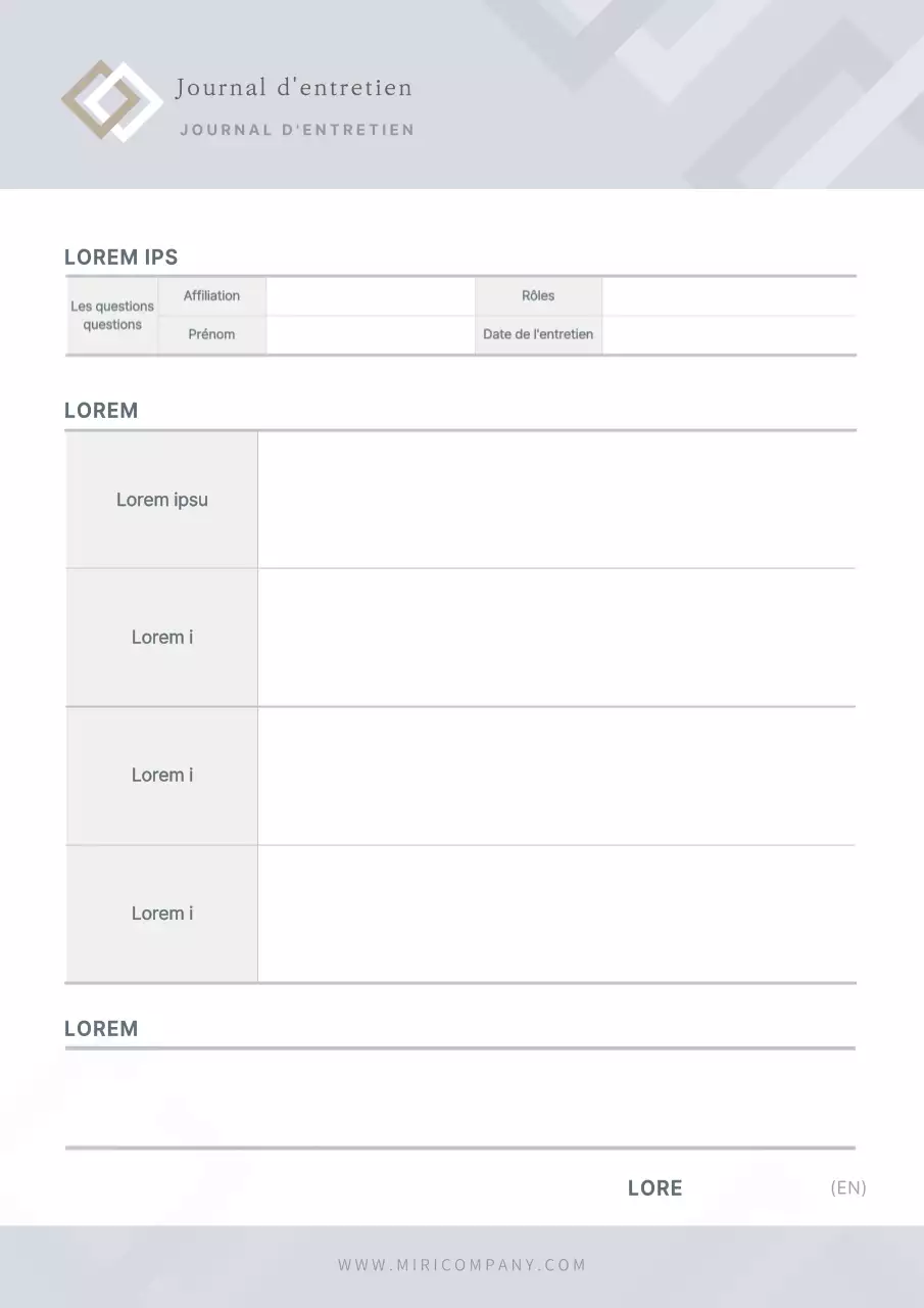 Simple grey corporate documentation interview logbook