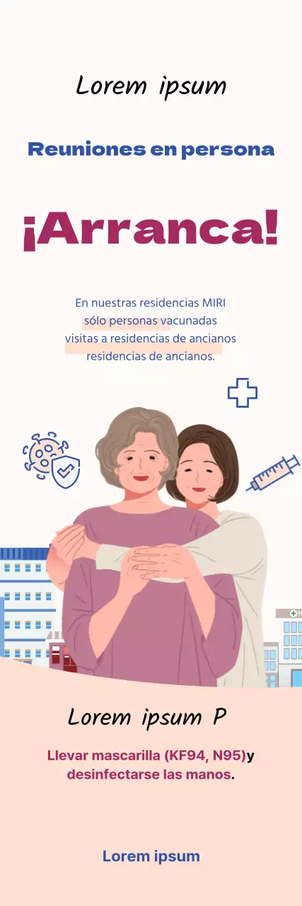 Sencillas instrucciones cara a cara ilustradas en azul y rojo