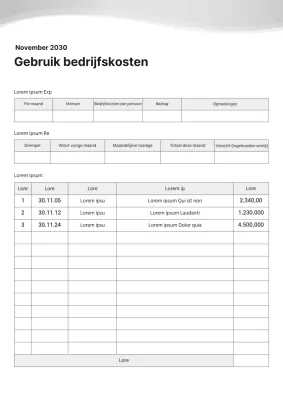 Heldere, eenvoudige documentatie van bedrijfskosten in grijstinten