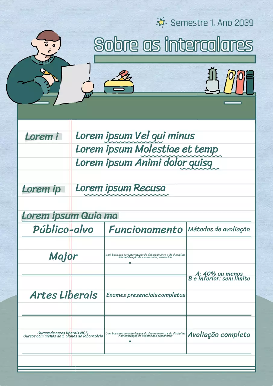 Conceito de ilustração gira, verde e azul, guia para o exame intercalar