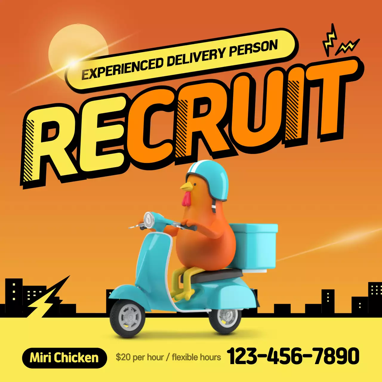 Purple Retro Delivery Recruitment Instagram Post