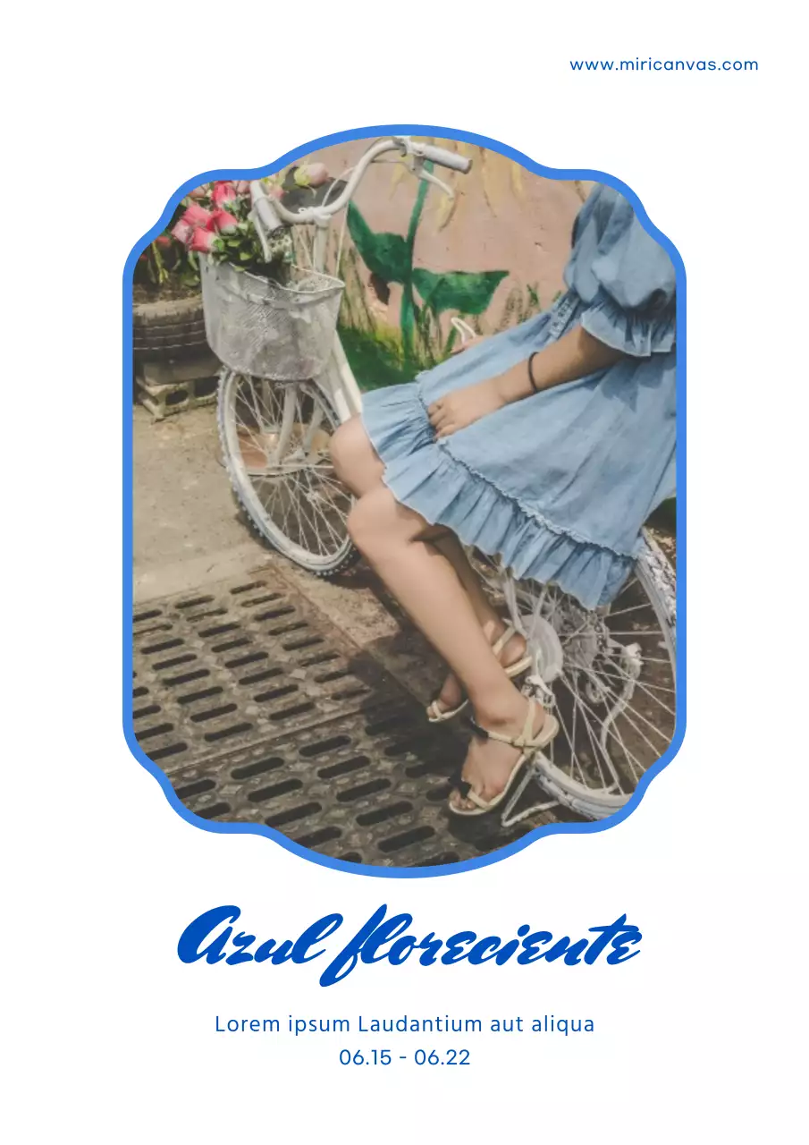 Cartel que promociona un descuento en elegantes prendas femeninas de una pieza en blanco y azul