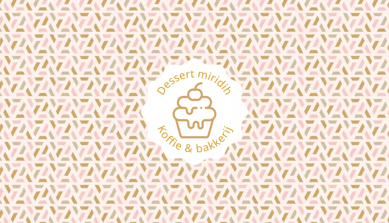 Roze Beige Geïllustreerd Dessert Visitekaartje