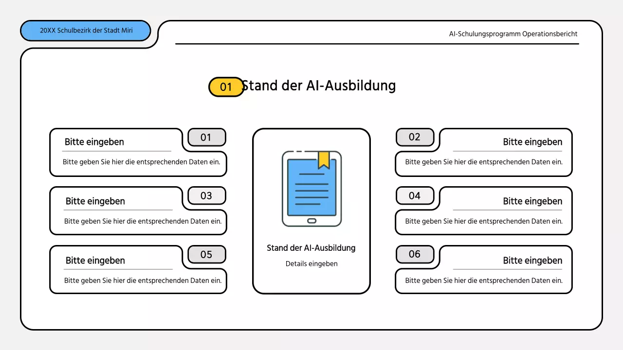 Hübsche blau-gelbe Präsentationsmappe für Ausbildungsberichte