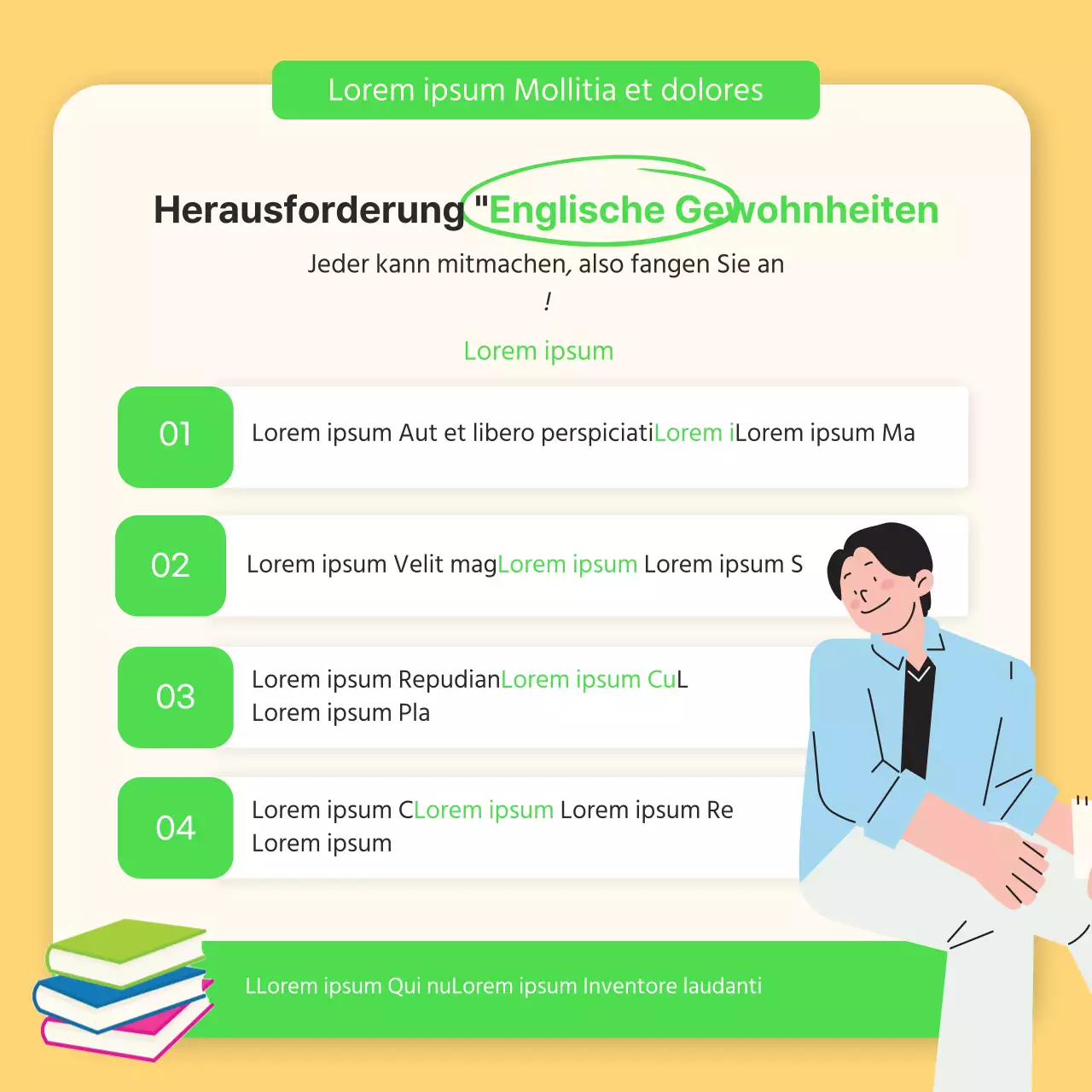 New Year's English Habits Challenge in Chartreuse und Gelb