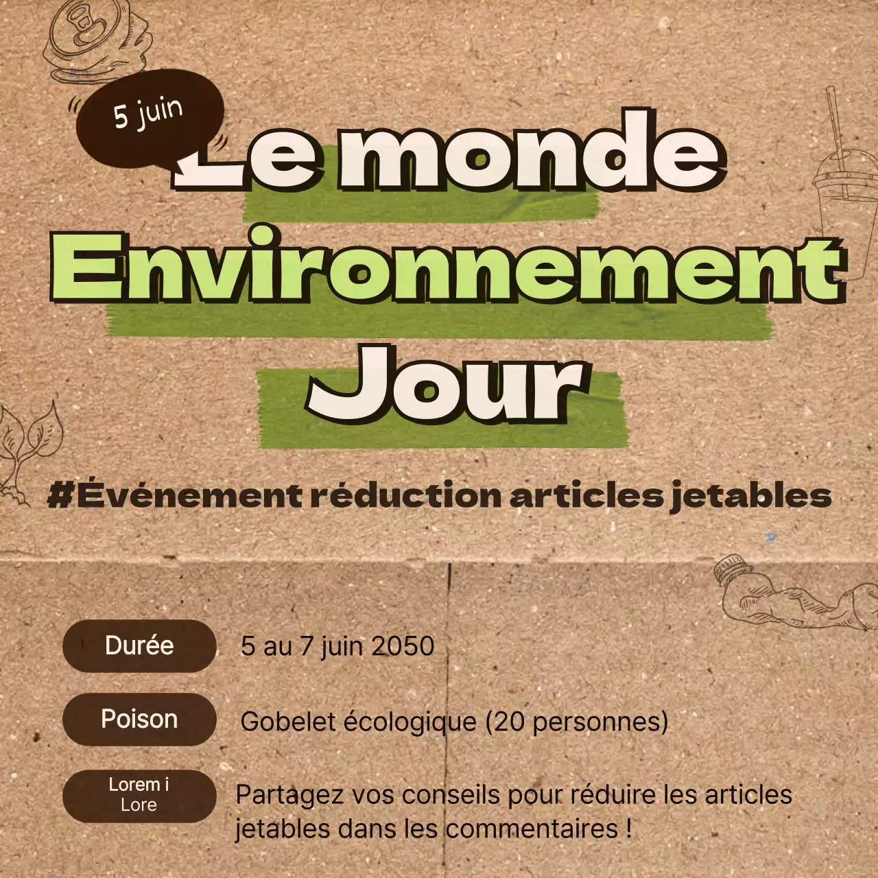 Journée de l'environnement avec une texture de papier vert et brun