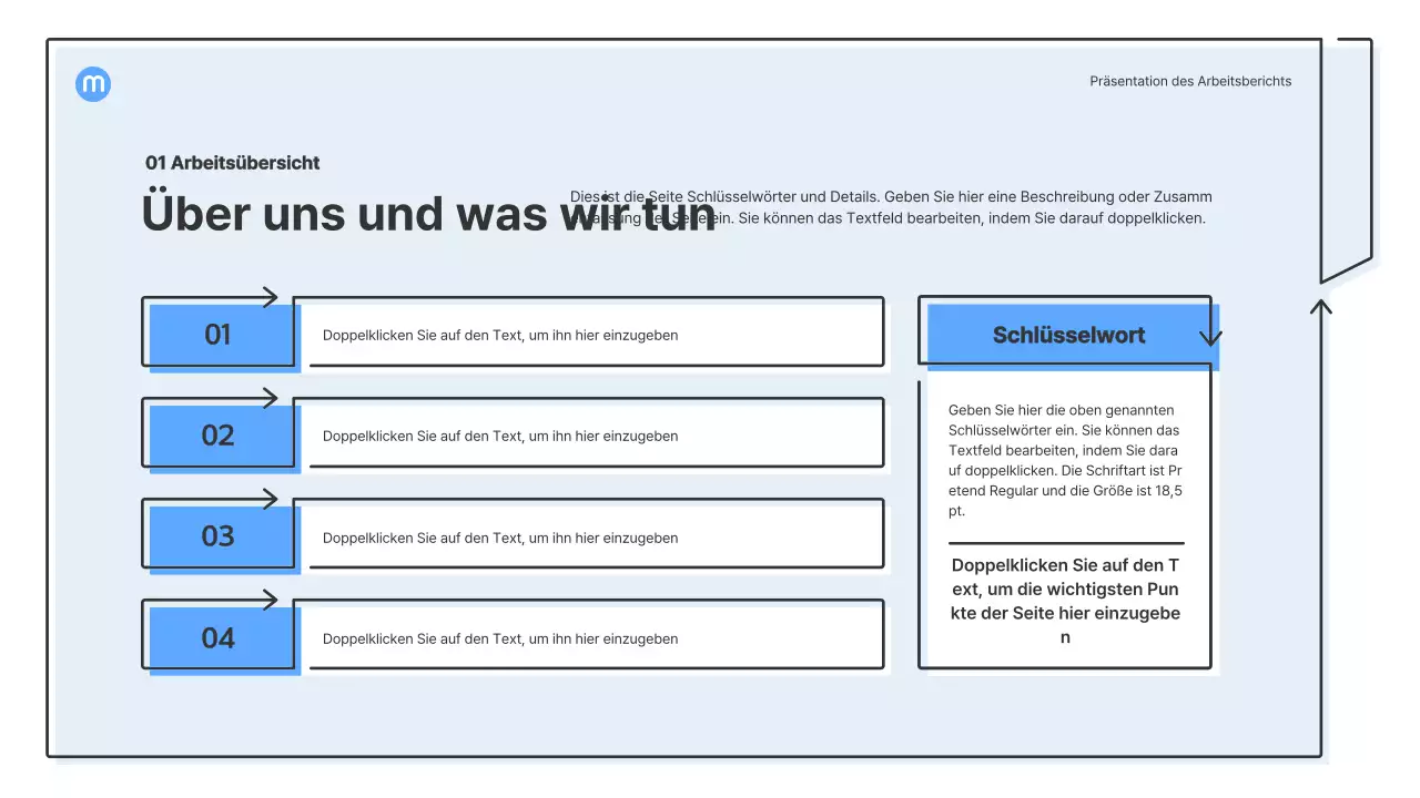 Punktformen mit hellblauen Pfeilen Business Presentation Kit