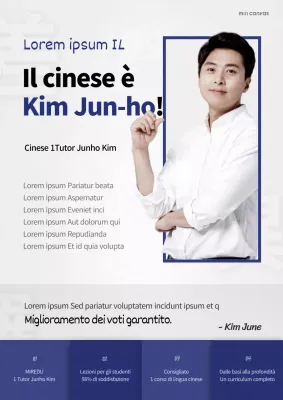 Presentazione dell'istruttore con un concetto pulito di bianco e blu