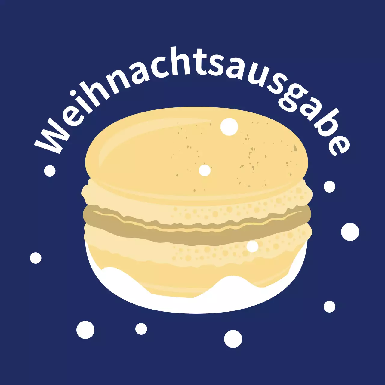Gelb marineblau Illustration niedlich Weihnachten Café Dessert Macaron Etikett