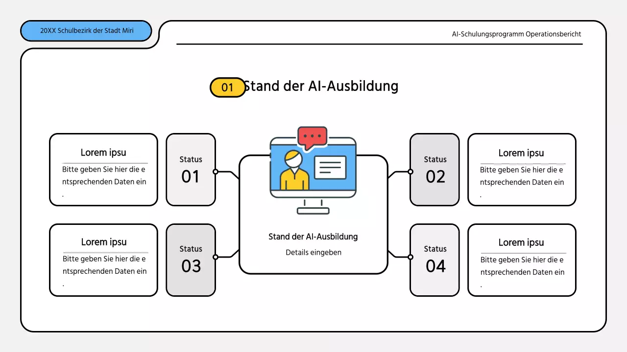 Hübsche blau-gelbe Präsentationsmappe für Ausbildungsberichte