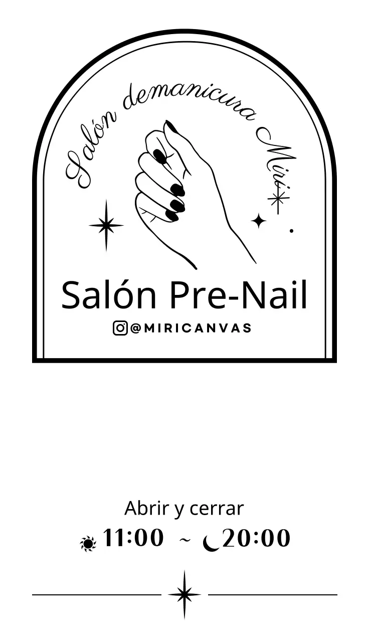 Ilustración de mano limpia salón de uñas en blanco y negro