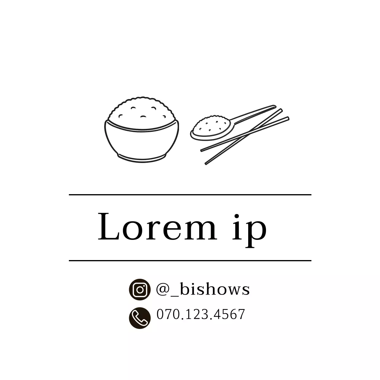 Eenvoudig restaurantetiket met witte illustratie