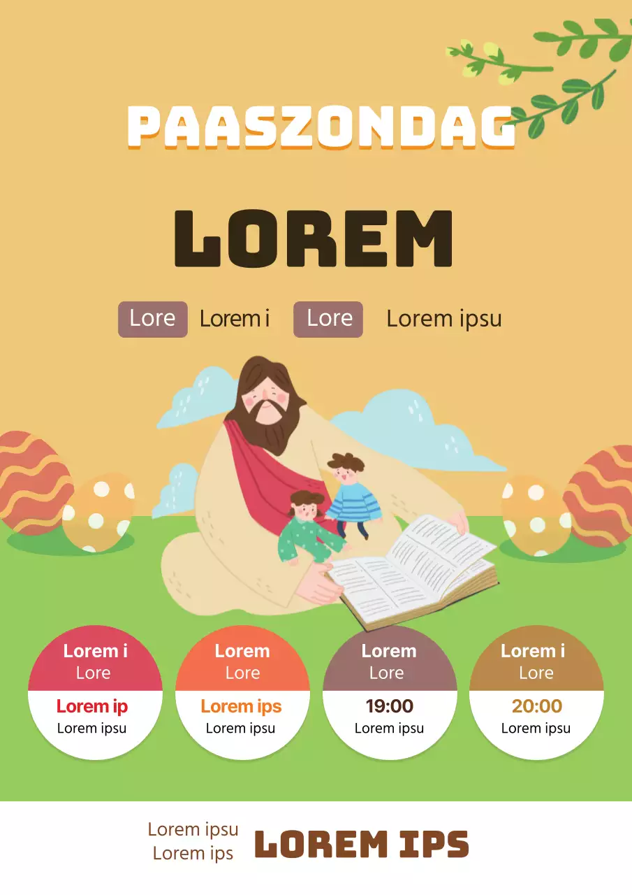 Gele illustratie leuke kerk Pasen dankzegging dienst promotie