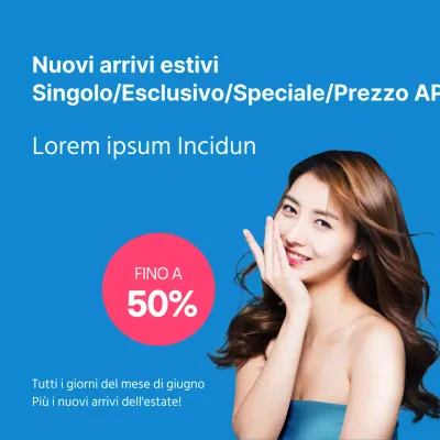 Evento estivo blu Nuovi arrivi Sconto Promozione moda