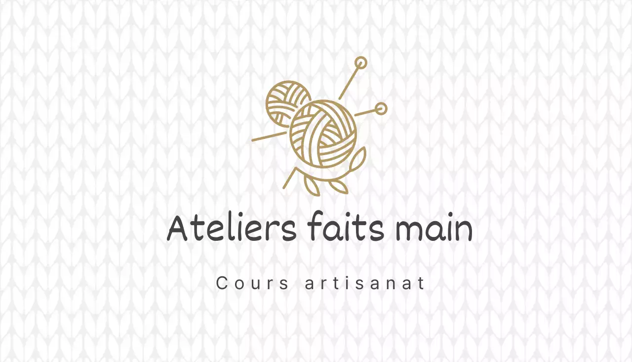 Carte de visite d'atelier beige illustrée et faite à la main