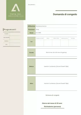 Verde Modulo di richiesta di congedo semplice e pulito