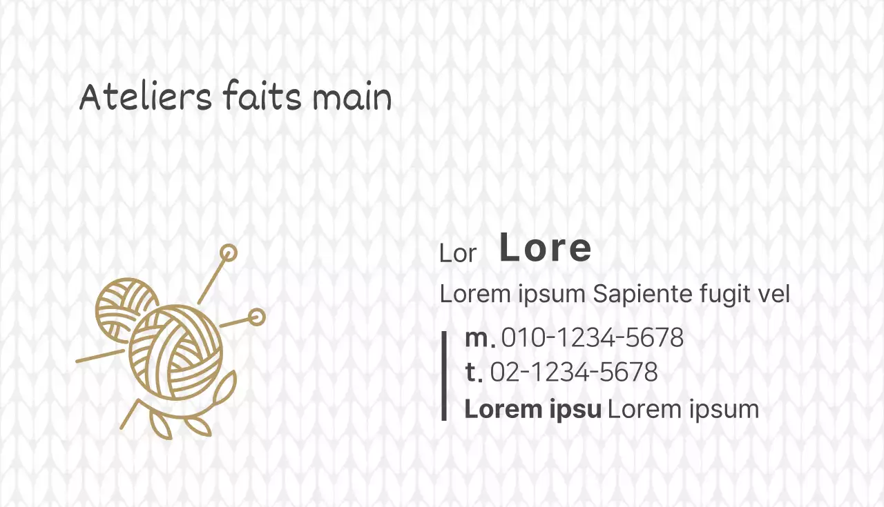 Carte de visite d'atelier beige illustrée et faite à la main