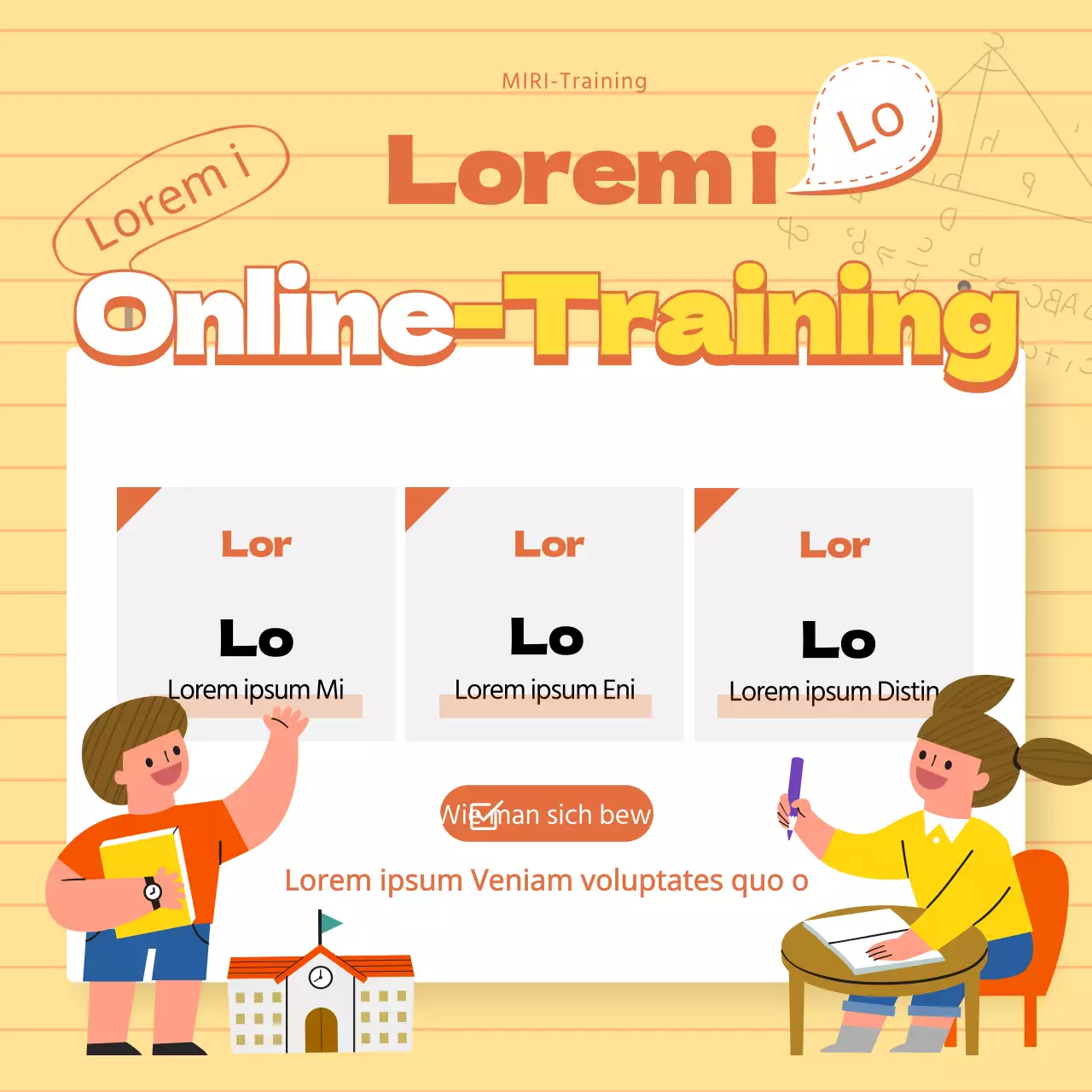 Gelber Schwerpunkt für Typografie in der Online-Bildung