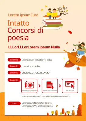 Illustrazioni di libri per bambini in rosso e arancione Concorso di poesia autunnale