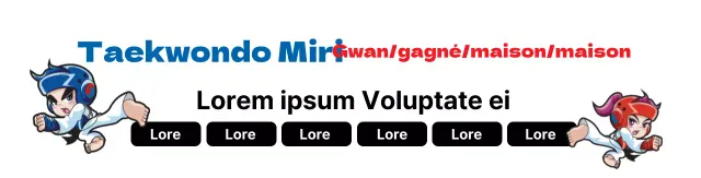 Illustration blanc-rouge-bleu Promotion de l'école de taekwondo