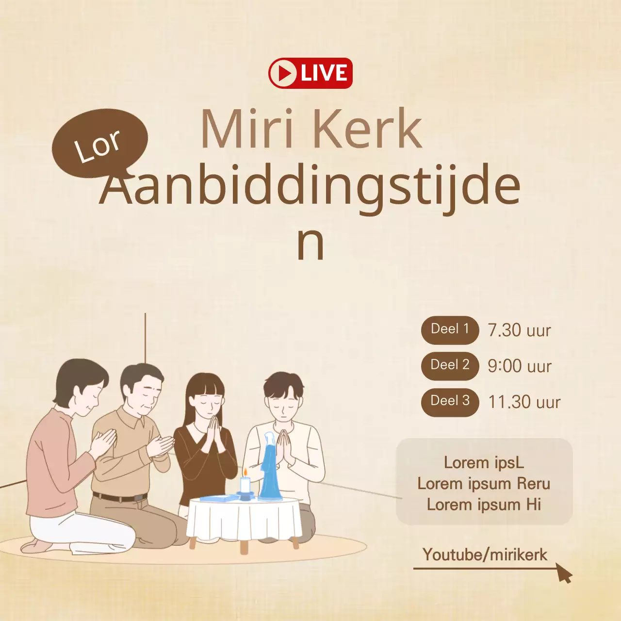 Bruin Biddend Gezin Illustratie Religie Online Aanbiddingsgids