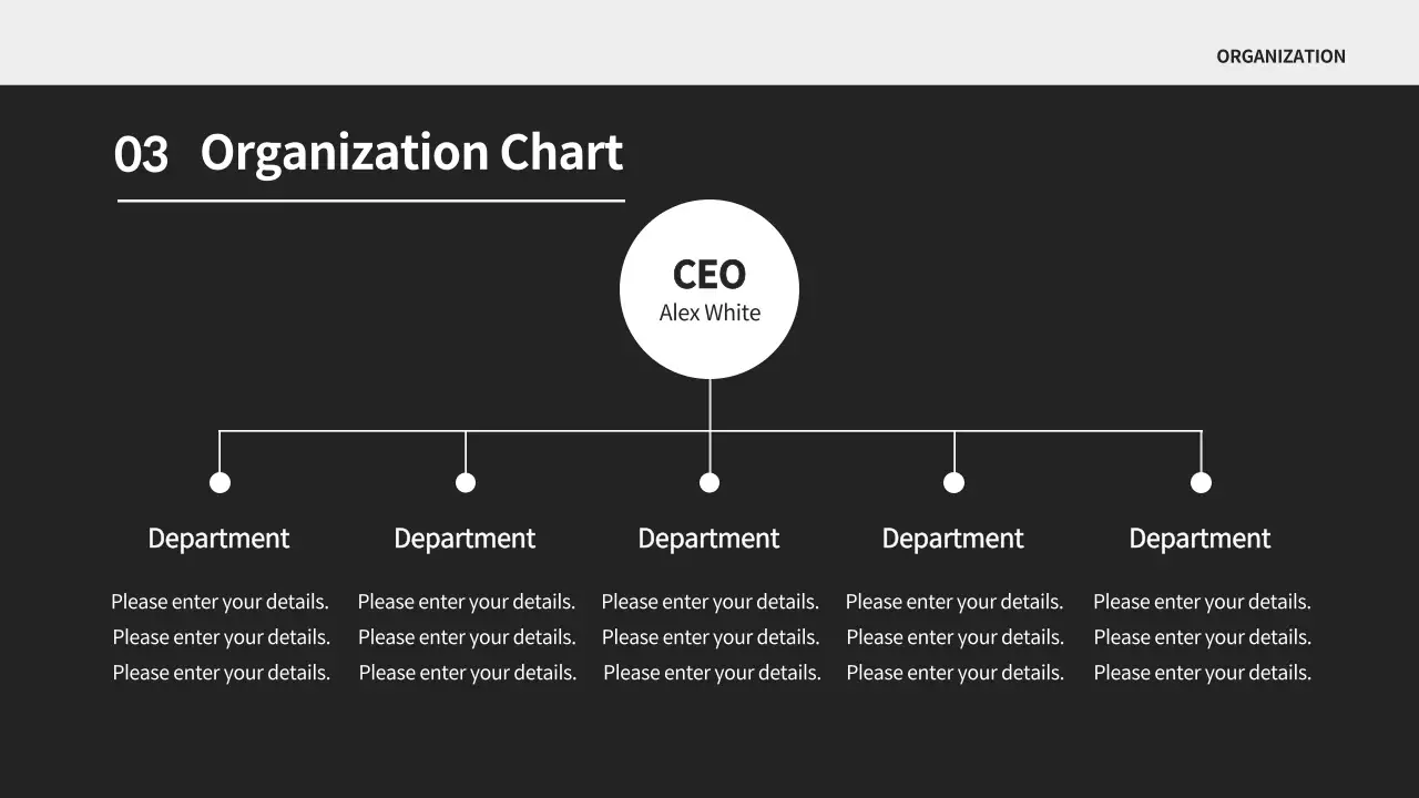A simple company profile in black and white
