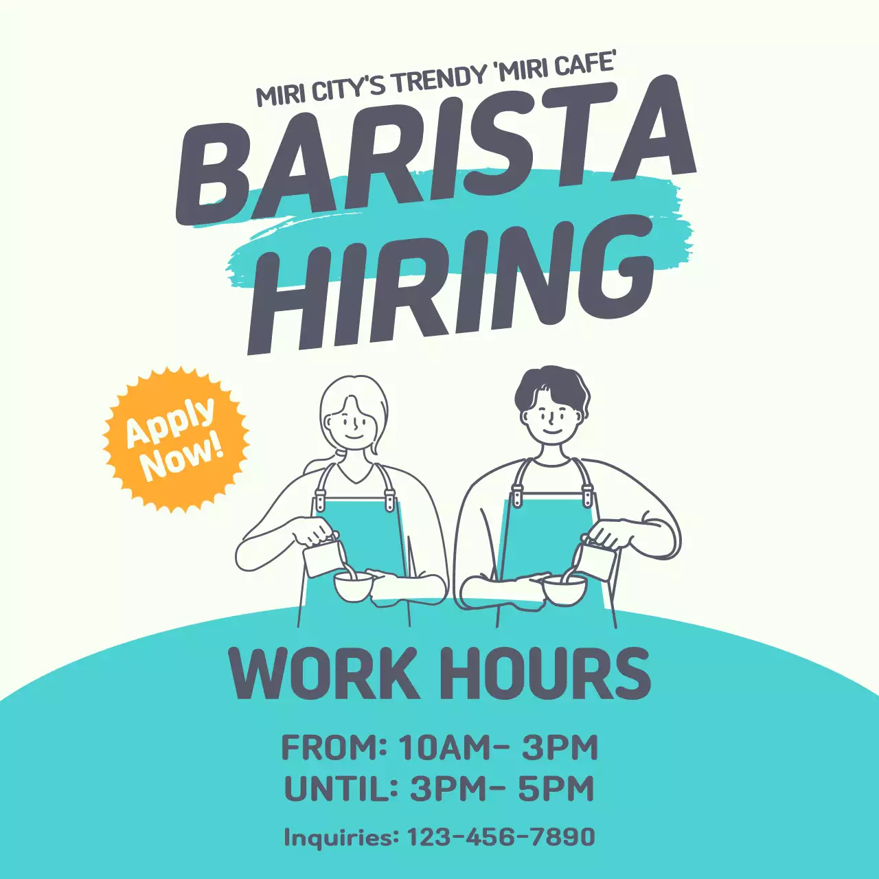 Teal Trendy Barista Job Posting Social Media Post