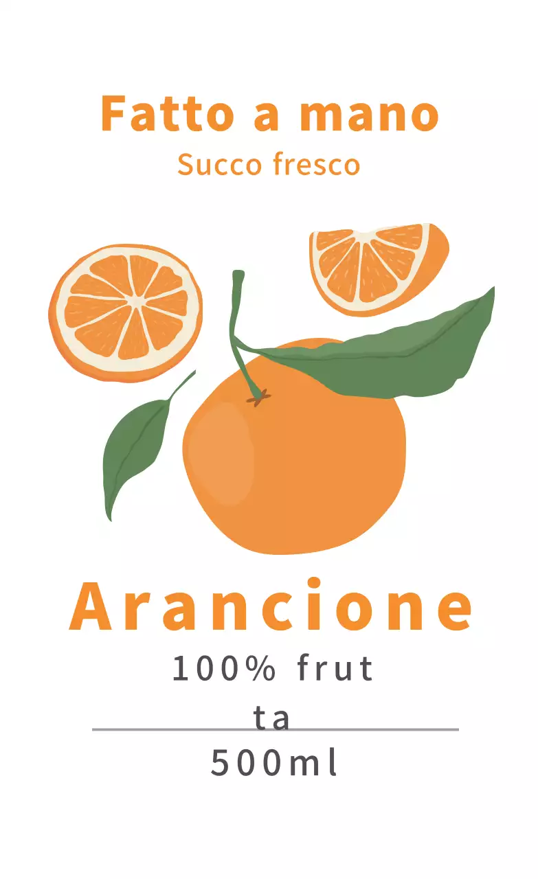 Simpatiche etichette alimentari con illustrazioni arancioni