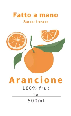 Simpatiche etichette alimentari con illustrazioni arancioni