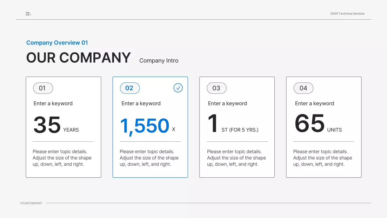 흰색과 파랑색 깔끔한 컨셉의 기술 세미나 비즈니스 프레젠테이션 키트