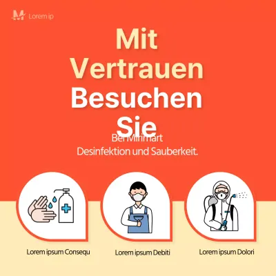 Gepflegtes Banner mit orangefarbenem Hintergrund über Koronasicherheit und -prävention