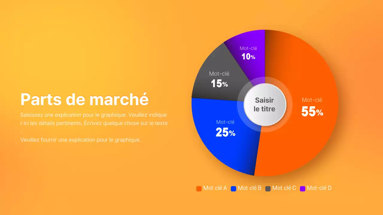 Graphique circulaire tridimensionnel du concept commercial d'Orange