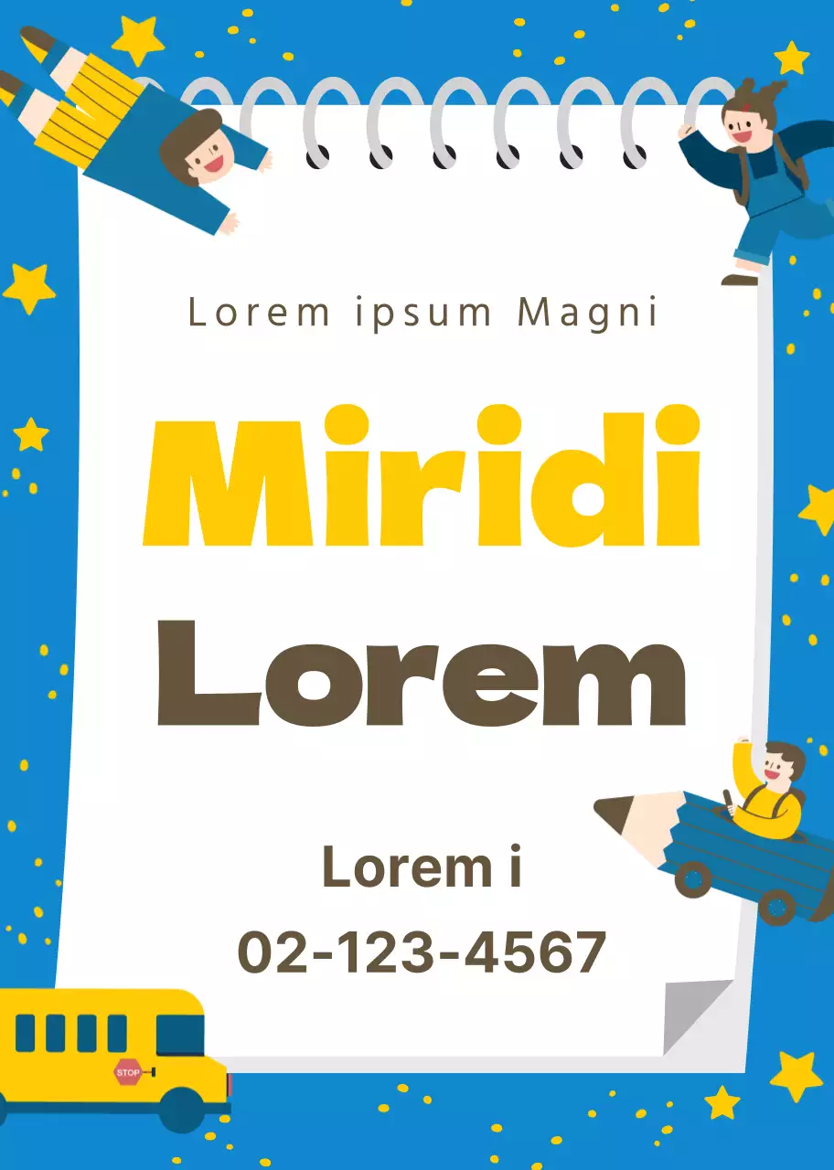 Azul Amarelo Personagem Ilustração Arte Escola Promoção