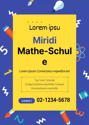 Illustrationsmuster eines blauen Fensters, das für eine Mathe-Schule wirbt