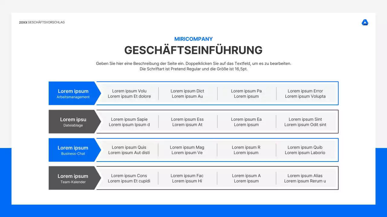 Saubere, intuitive Präsentationsmappe für Geschäftsangebote in Blau und Hellgrau