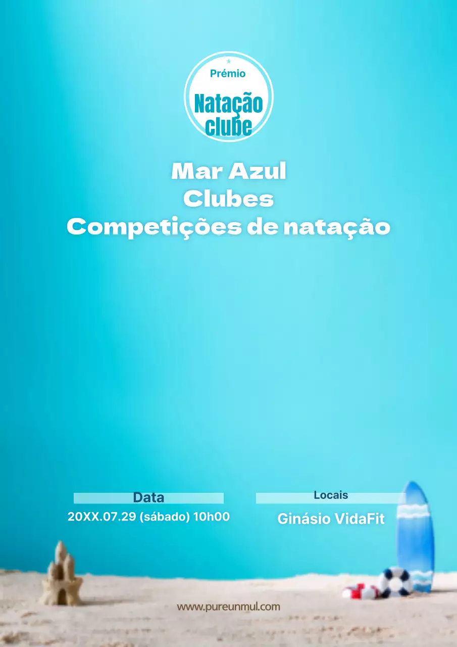 Promova a competição de natação do seu clube com uma fotografia de praia azul