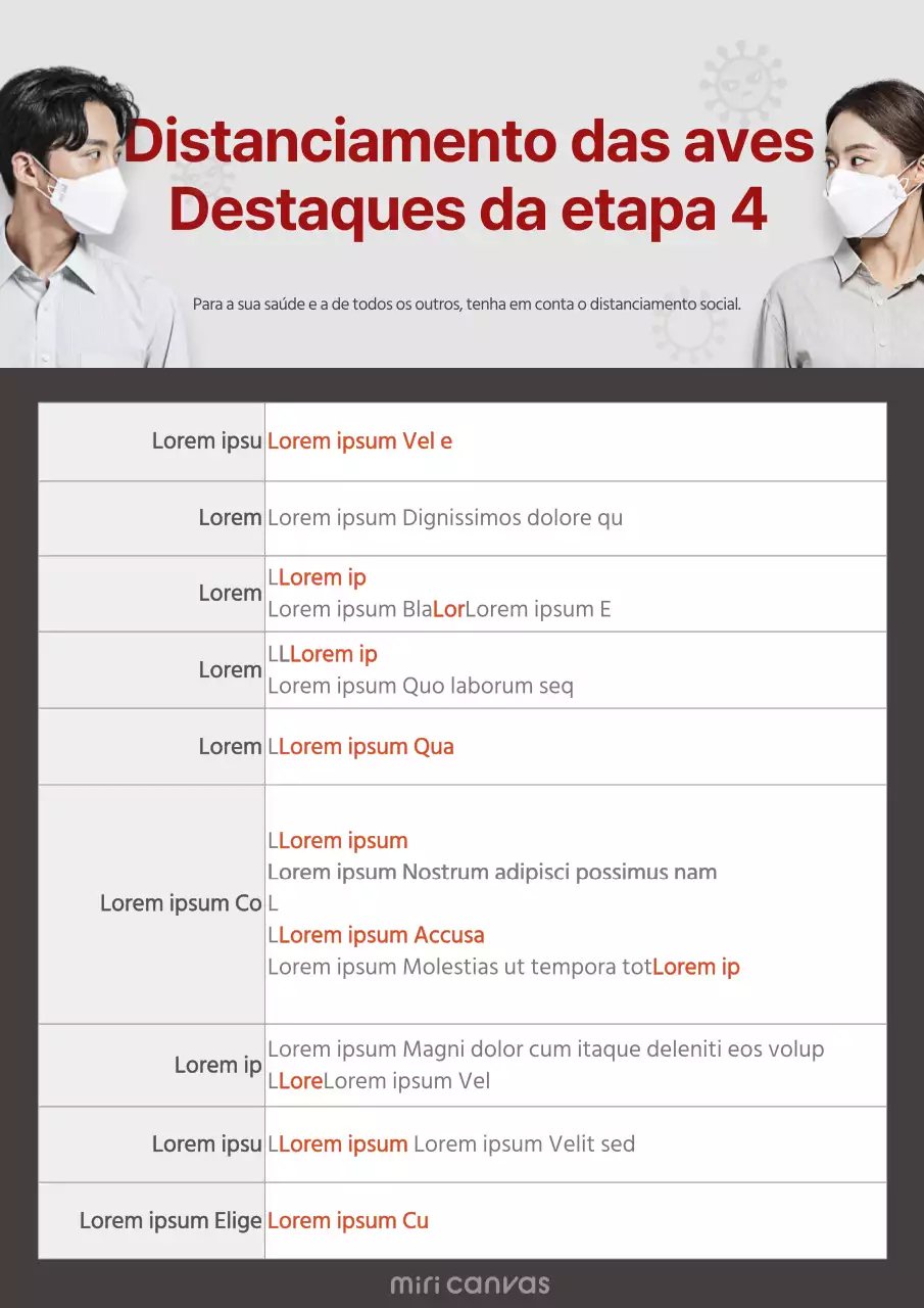 Cartaz simples a cinzento e vermelho sobre os pontos-chave do distanciamento social