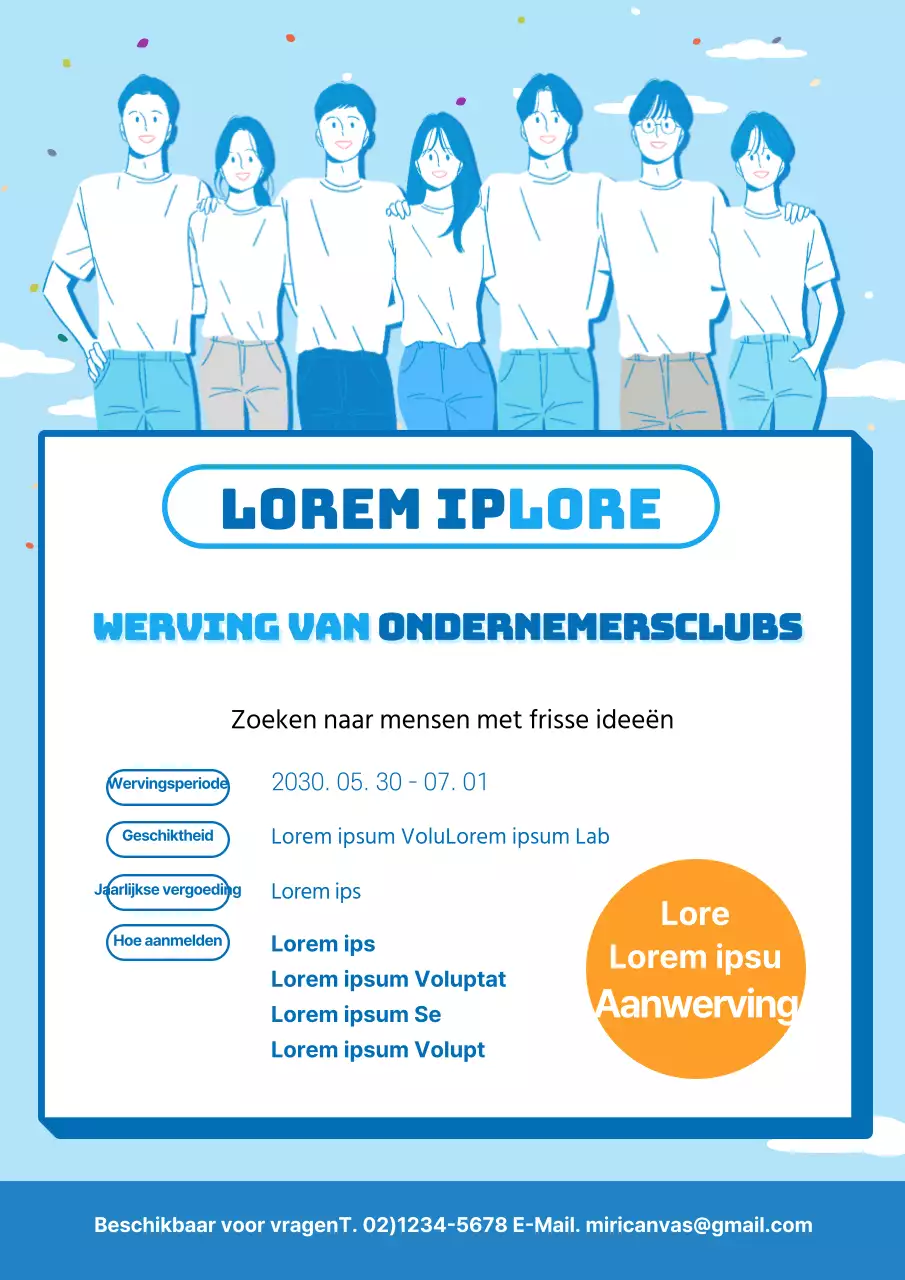 Wervingsposter ondernemerschapsclub blauwe universiteit