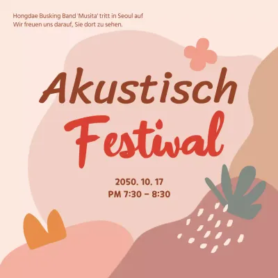 Schlichte herbstliche akustische Konzertankündigung in Beige und Rot