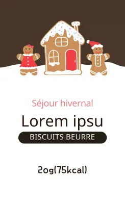 Étiquettes de biscuits de Noël illustrées en brun-rouge